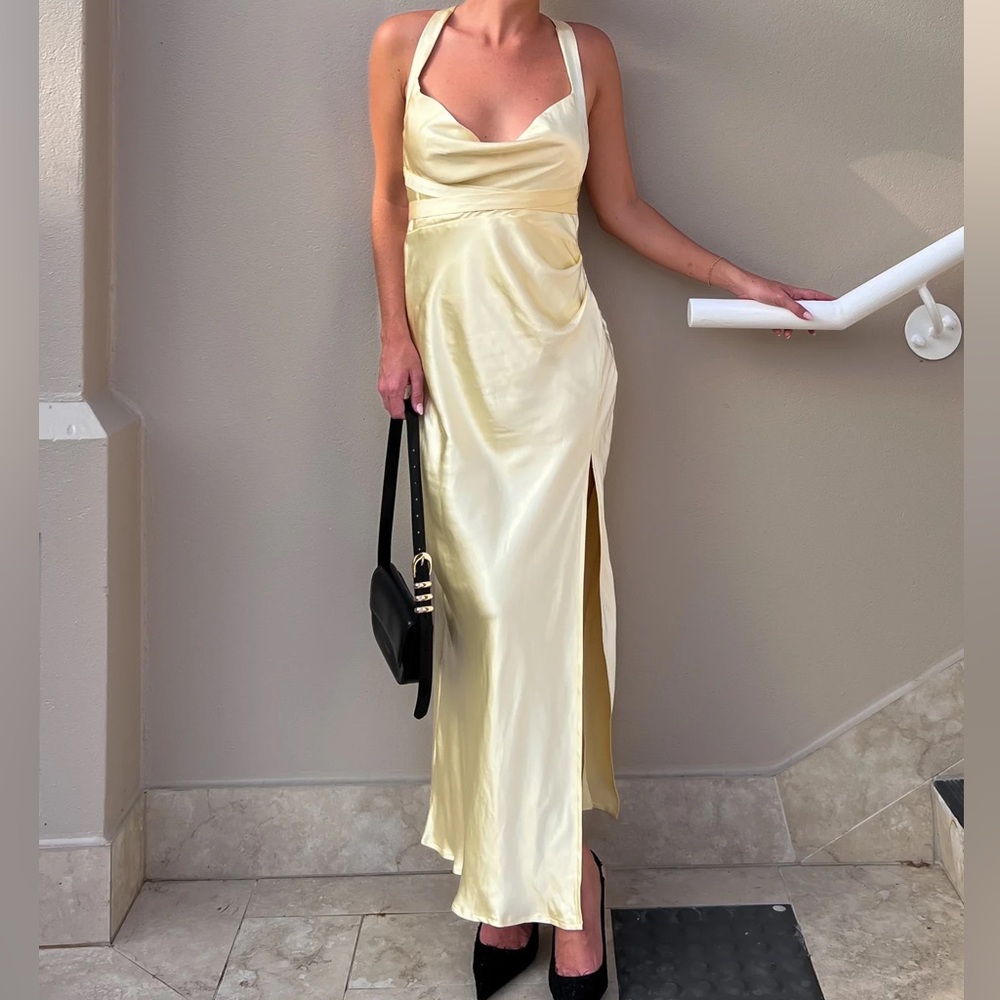 Elegant Pastel Yellow Bridesmaid Dress